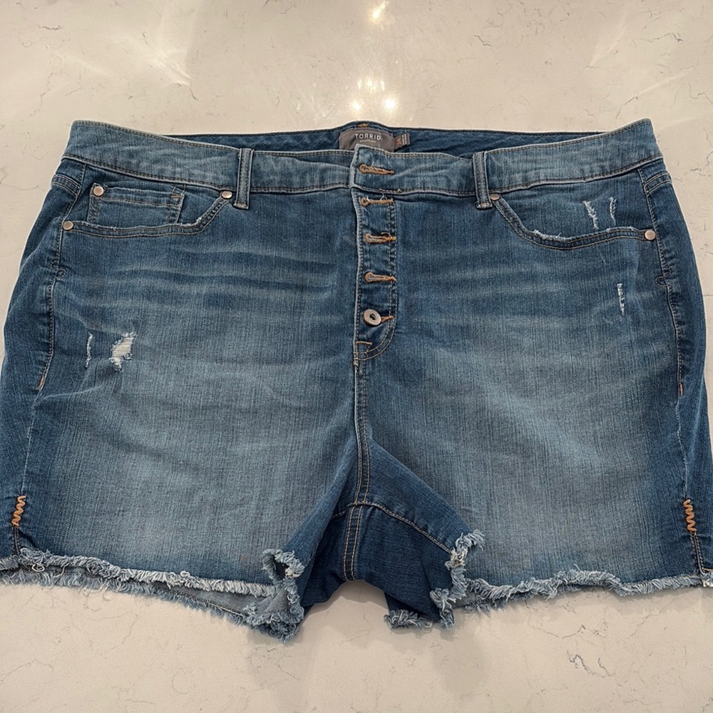 Torrid Light Blue Distressed Jean Shorts